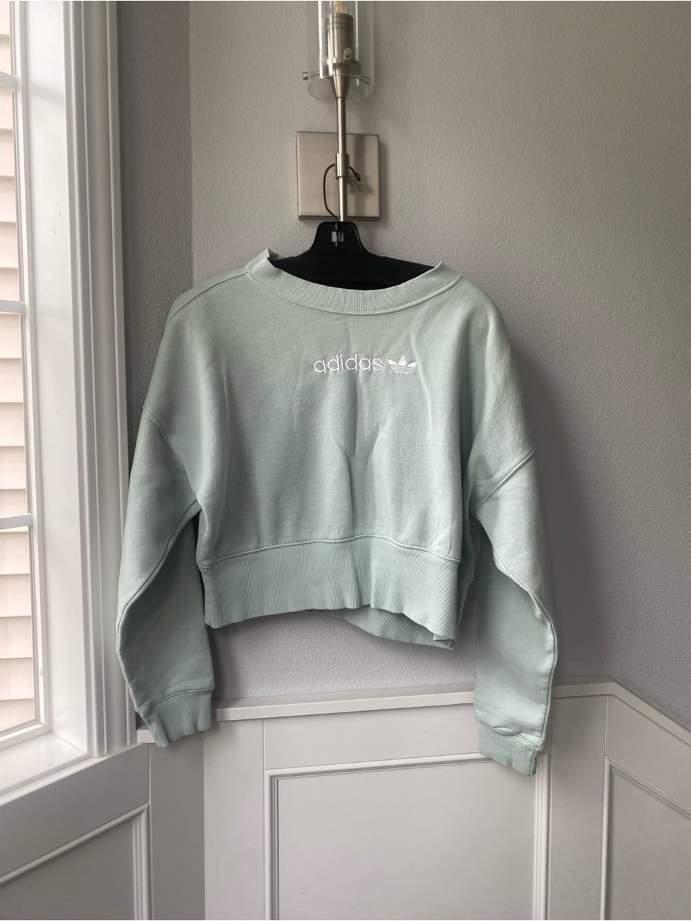 adidas Women's Mint Green Cropped Sweatshirt